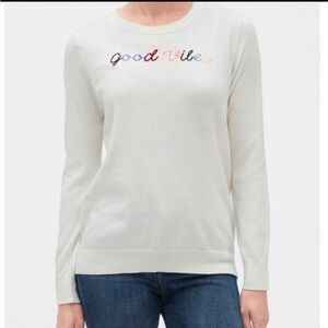 GAP Good Vibes cardigan white. NWT.  Size L.